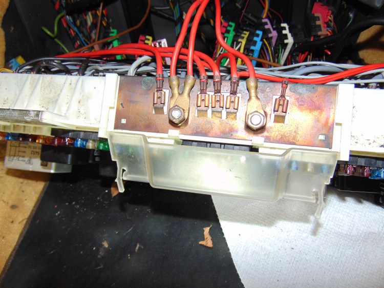 +12 volt wiring connections at the top of the panel