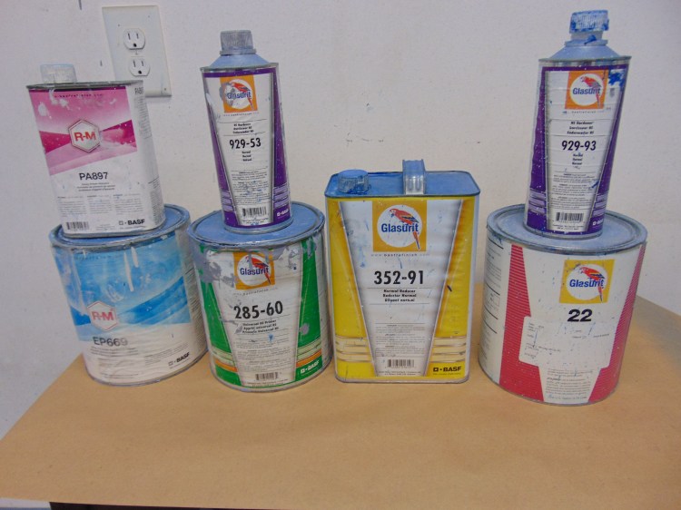Glasurit paint products required to paint the car